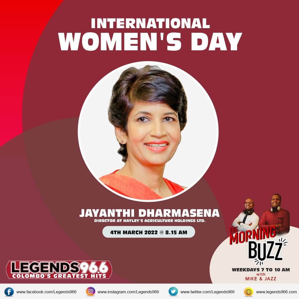 Legends Segments of International Woman's Day - Jayanthi Dharmasena (Morning Buzz)