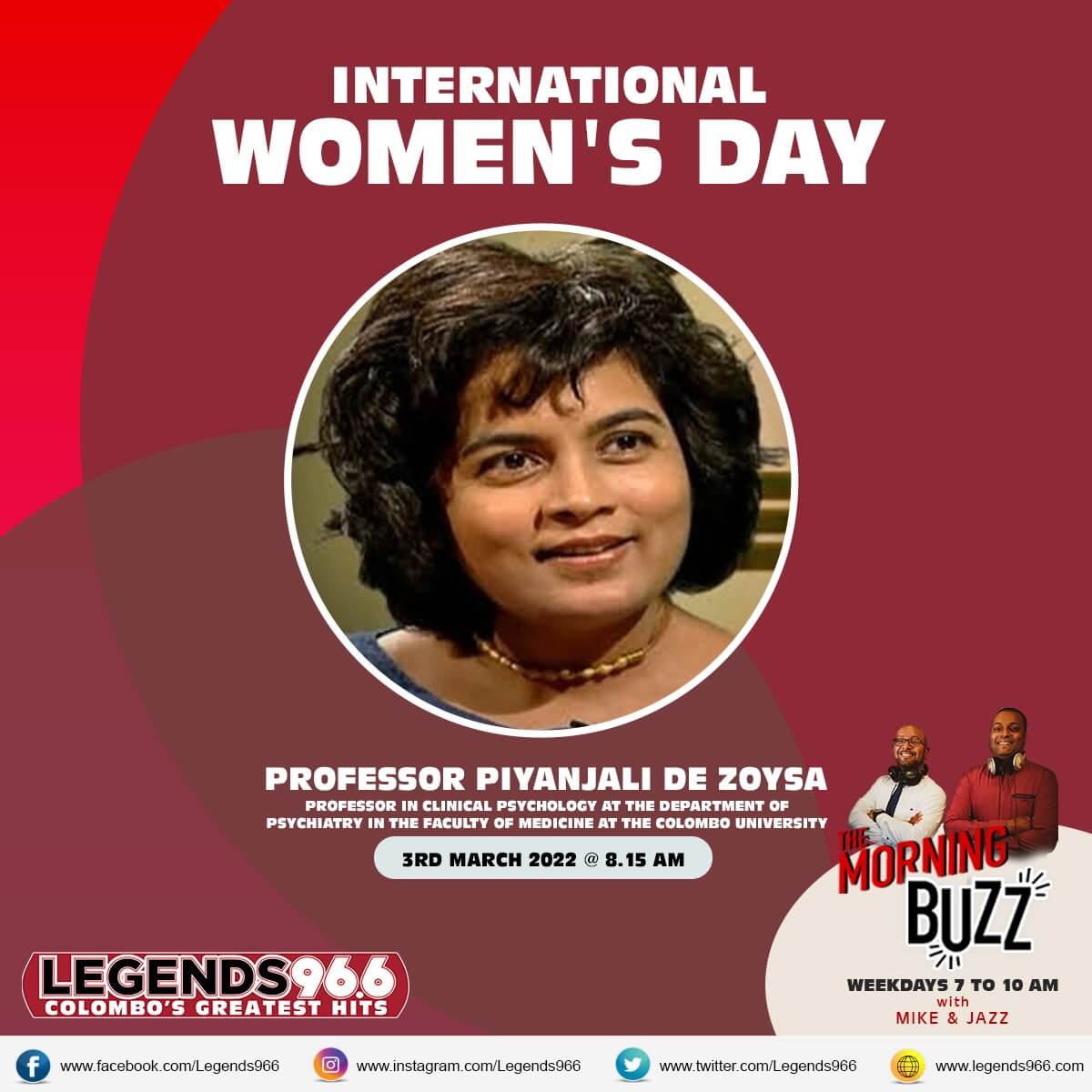Legends Segments of International Woman's - Piyanjali de Zoysa (Morning Buzz)